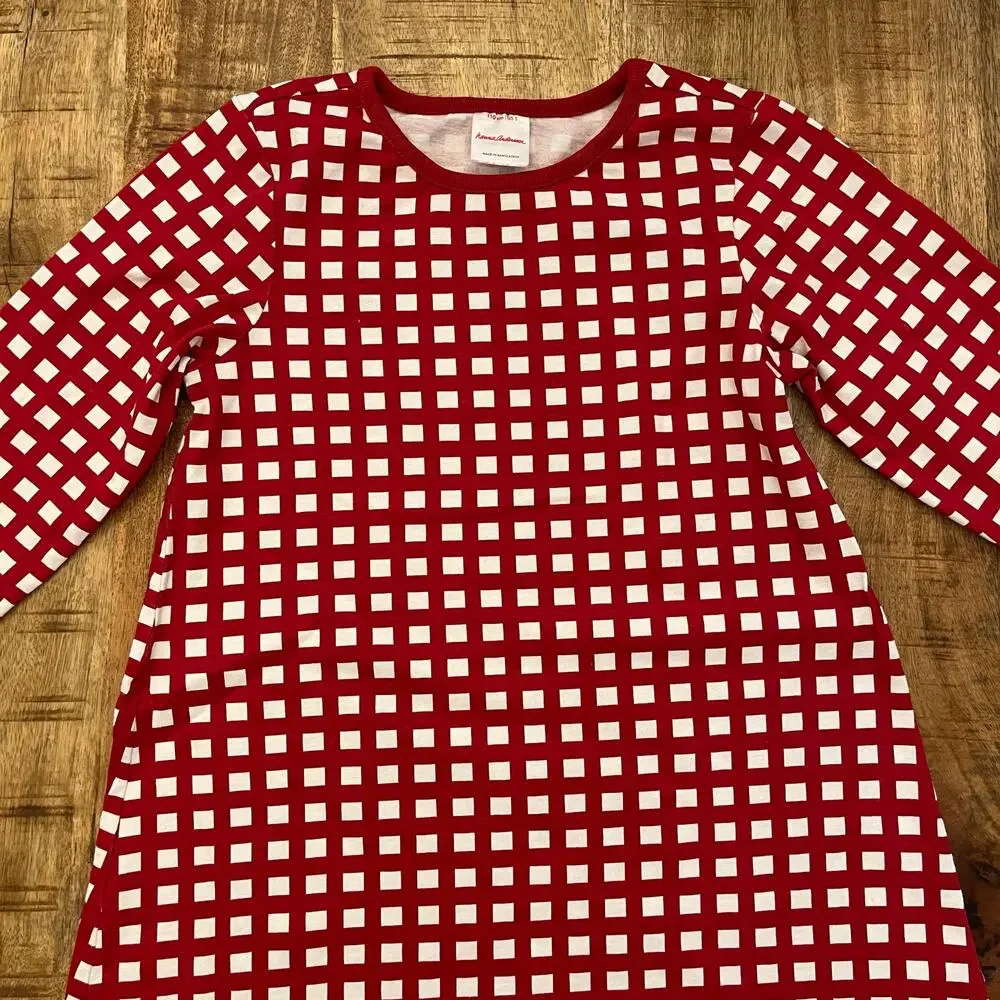 Hanna Andersson Red‎ Check Dress Girls 5 Christmas Holiday Long Sleeve Jersey